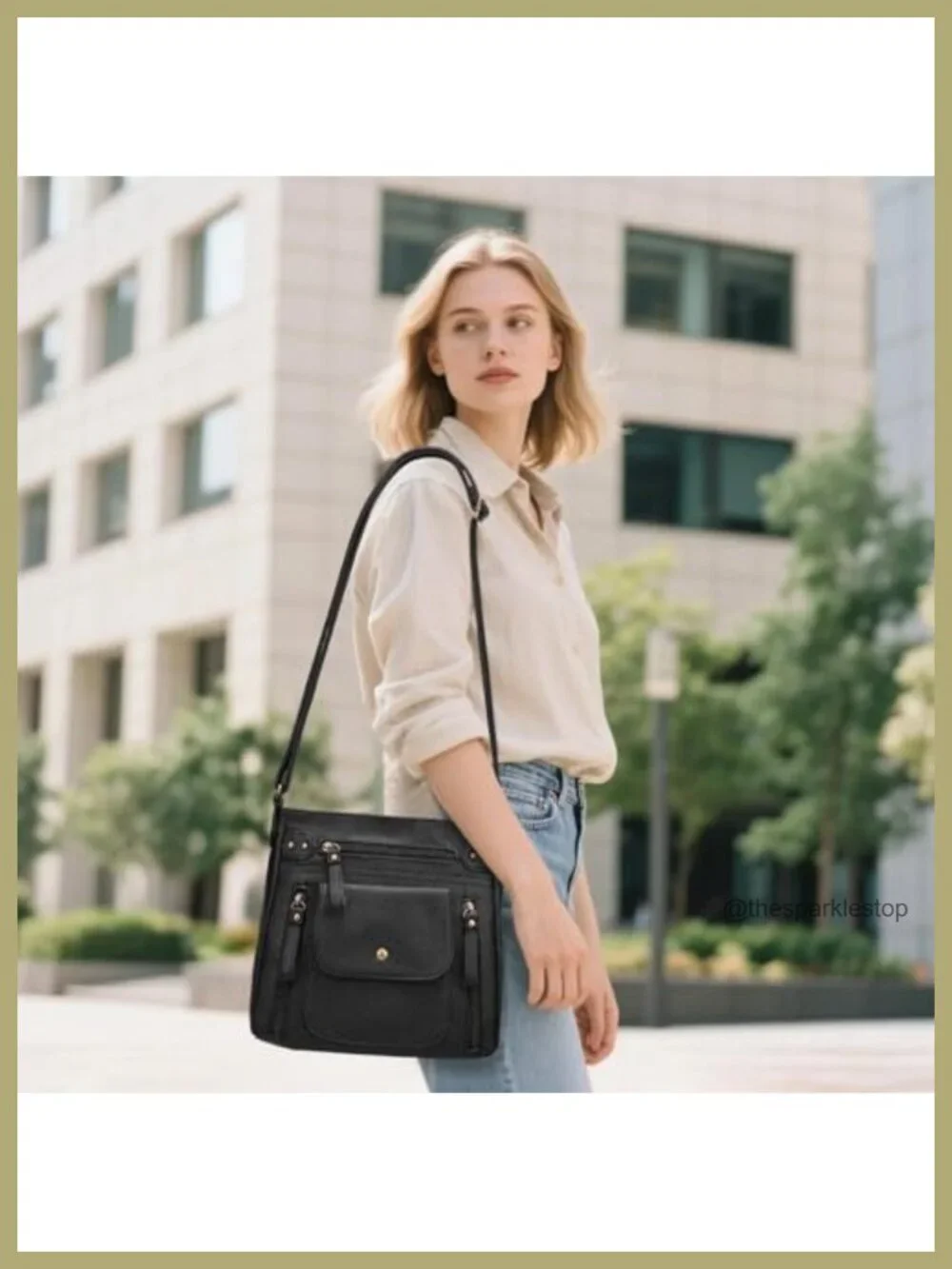 PU Leather Crossbody Bag with Adjustable Strap Multi Pocket Purse